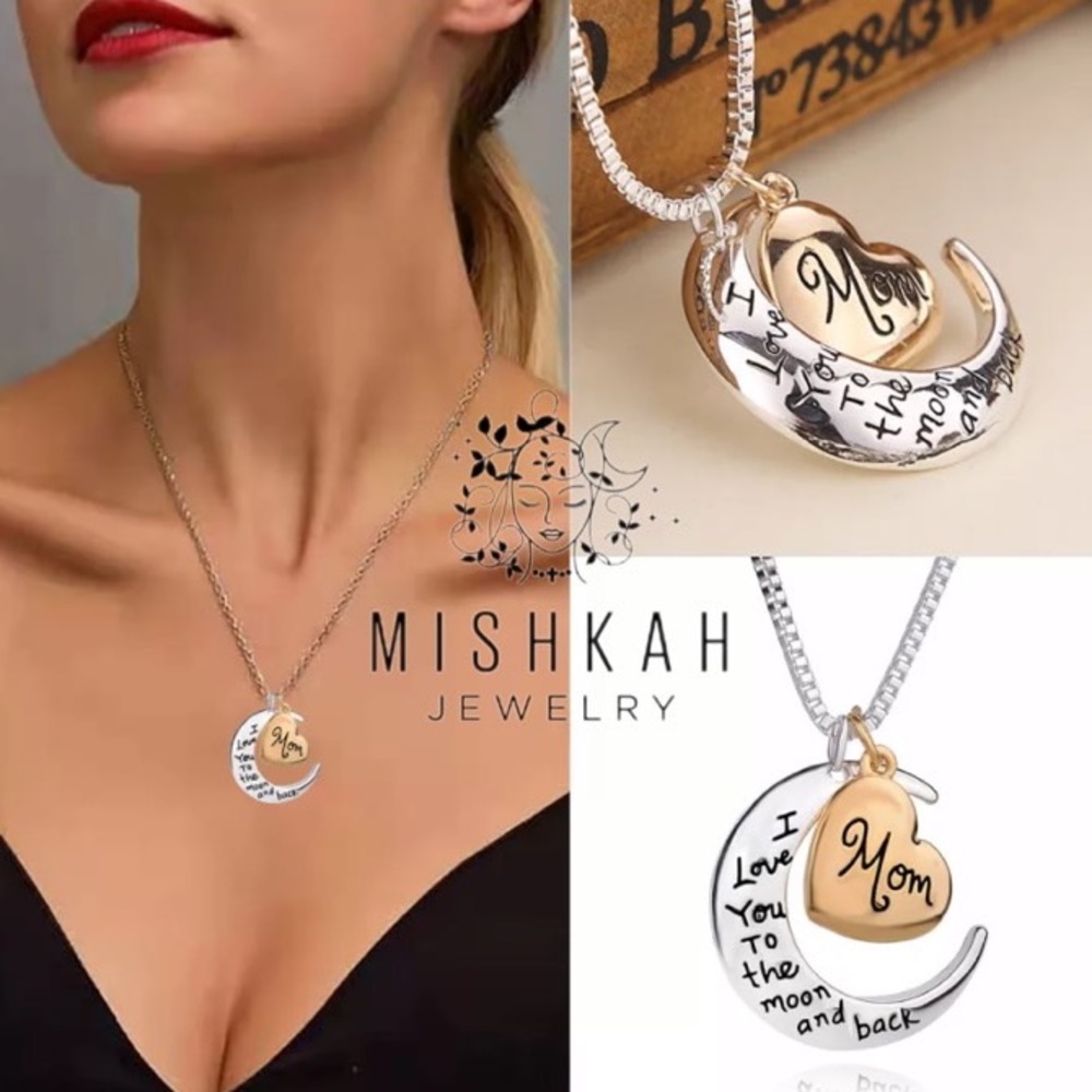 Just In❤️Mother's Love Heart Moon Charm Necklace